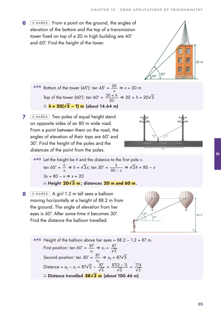 Maths: Heights and distances questions